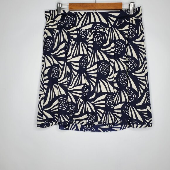 Corey Lynn Calter Womens Blue Cream Abstract Floral A Line Skirt Size M Flowy - Picture 1 of 8